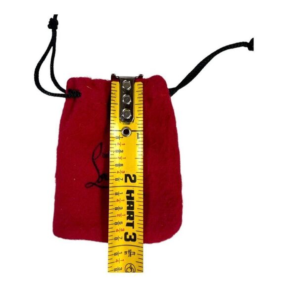 Christian Louboutin Red Velvet Drawstring Pouch Bag With Brown Studs For Jewelry - Picture 5 of 6